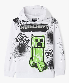 sweat a capuche imprime all over garcon - minecraft blanc sweatsF237001_1