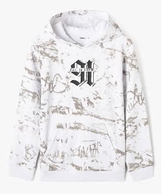 sweat a capuche imprime garcon blanc sweatsF237601_1