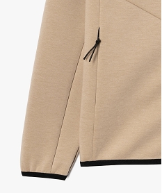 sweat zippe a capuche en maille stretch garcon beige sweatsF237701_2