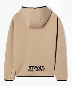 sweat zippe a capuche en maille stretch garcon beige sweatsF237701_4