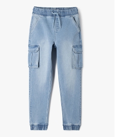 GEMO Jean cargo en denim délavé et extensible garçon Bleu