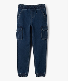 GEMO Jean cargo en denim délavé et extensible garçon Bleu