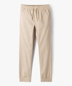 pantalon jogger en toile de coton coupe slim  garcon beige pantalonsF240001_1