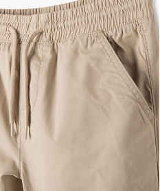 pantalon jogger en toile de coton coupe slim  garcon beige pantalonsF240001_2