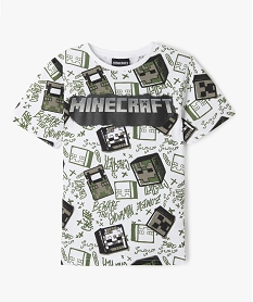 GEMO Tee-shirt manches courtes imprimé all over garçon - Minecraft Blanc