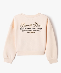 sweat cropped imprime brillant devant et dos fille beige sweatsF252901_3