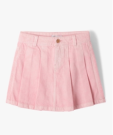 GEMO Jupe short en toile denim colorée fille Rose