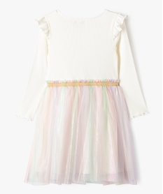 robe manches longues en maille et jupe tutu fille blancF268701_3