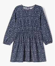 GEMO Robe manches longues à motifs fleuris fille Bleu