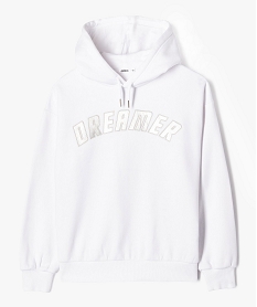 sweat a capuche avec inscription brodee fille blanc sweatsF270701_4