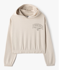 sweat a capuche molletonne coupe courte fille beige sweatsF271001_1