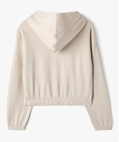 sweat a capuche molletonne coupe courte fille beige sweatsF271001_3