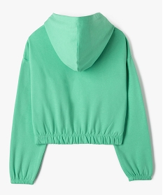 sweat a capuche molletonne coupe courte fille vert sweatsF271101_3