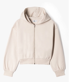 sweat zippe a capuche coupe courte fille beige sweatsF271701_1