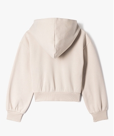 sweat zippe a capuche coupe courte fille beige sweatsF271701_4