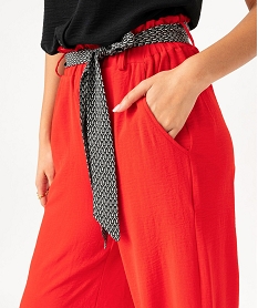 pantalon large et fluide avec ceinture a motifs femme rouge pantalonsF280801_2