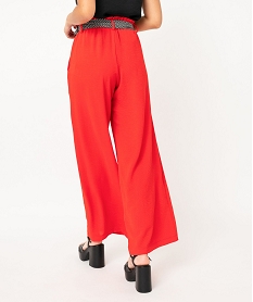 pantalon large et fluide avec ceinture a motifs femme rouge pantalonsF280801_3