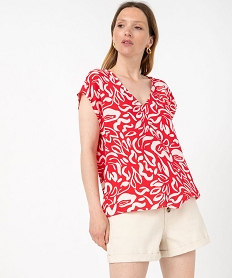 blouse sans manches fluide en viscose imprimee femme rouge blousesF281101_2