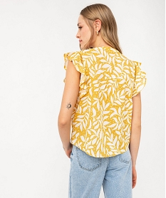 blouse sans manches avec volants aux emmanchures femme jaune blousesF284701_3