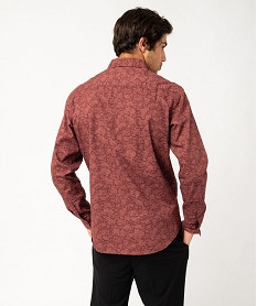 chemise manches longues coupe droite en coton fleuri homme rouge chemise manches longuesF298501_3