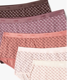 boxers en coton stretch imprimes femme (lot de 5) - les pockets dim violet shortiesF308401_2