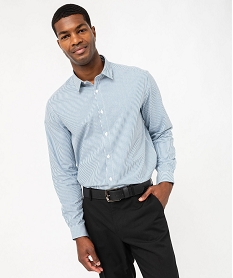 chemise rayee coupe regular homme bleu chemise manches longuesF312801_1