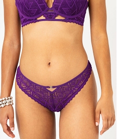 GEMO String en dentelle géométrique femme Violet