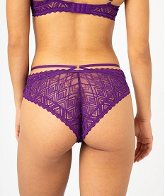 shorty en dentelle graphique a brides elastiques femme violet shortiesF323501_2