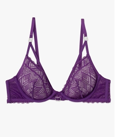 soutien-gorge corbeille en dentelle avec liens femme violet soutien gorge avec armaturesF323701_4