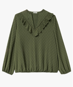 blouse manches longues en voile plumetis a col v femme grande taille vert chemisiers et blousesF335101_4