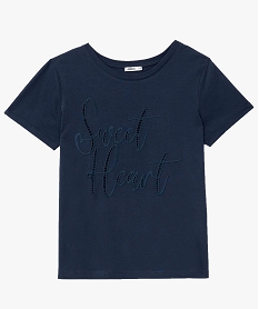 tee-shirt manches courtes avec inscription brodee femme bleu t-shirts manches courtesF351601_4