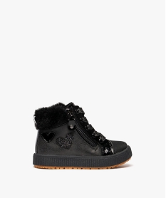 baskets bebe fille mid-cut et fourrees avec details vernis et scintillants noir standard baskets et tennisF352001_1