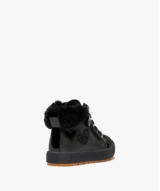 baskets bebe fille mid-cut et fourrees avec details vernis et scintillants noir standard baskets et tennisF352001_4