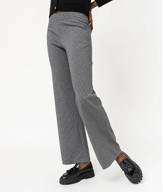 pantalon large en maille imprimee a taille elastiquee femme gris pantalonsF355701_1