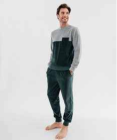 GEMO Pyjama en velours bicolore homme Vert