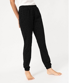 pantalon de pyjama imprime avec bas elastique femme noir bas de pyjamaF363501_1