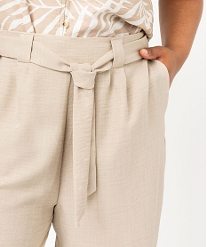 pantalon fluide coupe large femme grande taille beige pantalons fluidesF364801_2