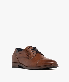 derbies homme richelieu au bout droit perfore et a lacets ronds brunF367501_2