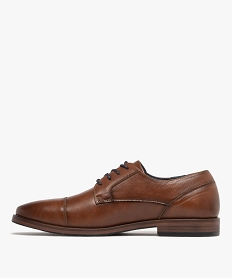 derbies homme richelieu au bout droit perfore et a lacets ronds brunF367501_3