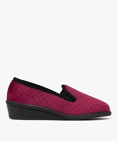 GEMO Chaussons femme pantoufles confort avec élastiques daisance et en velours ras Rouge