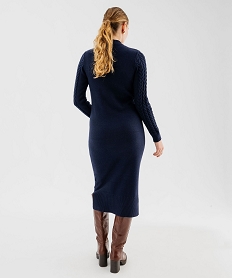 robe pull longue en maille torsadee femme - lulucastagnette bleuF382001_3