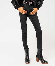 jean skinny extensible taille normale a bord franc femme noirF407801_2