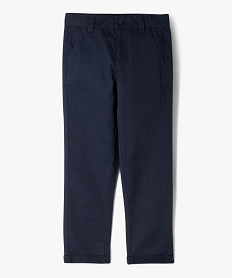 GEMO Pantalon en toile de coton avec revers cousus garçon Bleu