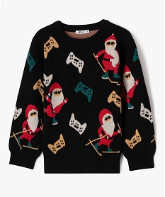 GEMO Pull de Noël à motifs Père Noël garçon Noir