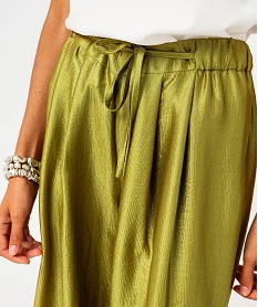 pantalon large et fluide en viscose gaufree et satinee femme vert pantalonsF456501_2