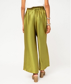 pantalon large et fluide en viscose gaufree et satinee femme vert pantalonsF456501_3