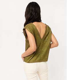 tee-shirt paillete sans manches femme vert debardeursF457401_3