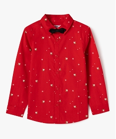 GEMO Chemise de Noël manches longues avec nœud papillon Rouge