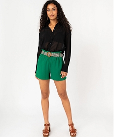 short ample a taille elastiquee avec ceinture tressee femme vert shortsF459401_4