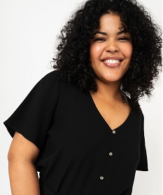 blouse manches courtes fluide a col v femme grande taille noir chemisiers et blousesF459501_2